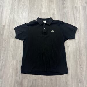 Lacoste Polo Shirt Men's Large 5 Black Knit Embroidered Preppy Golf Crocodile